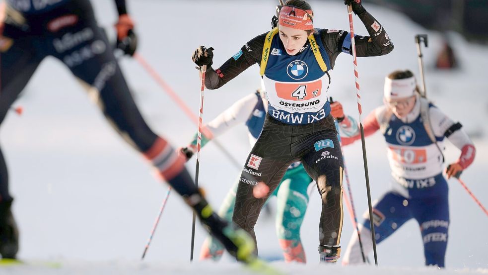 Startläuferin Vanessa Voigt traf alle ihre Schüsse. Foto: Björn Larsson Rosvall/TT News A