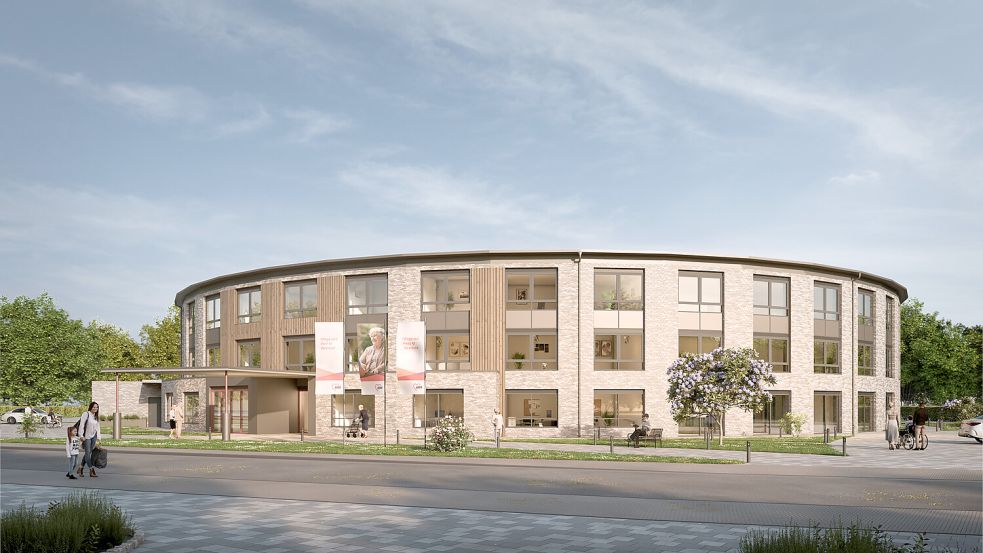 So sieht das Awo-Altenwohnzentrum von außen aus. Grafik: Mood – www.mood-studio.de / AWO Weser-Ems