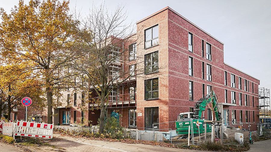 Die neuen SAGA-Häuser in Georgswerder sind schon fast fertig. Foto: Florian Quandt