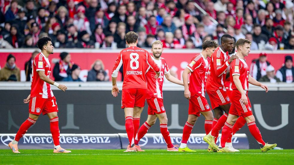 Konrad Laimer trifft zur Münchner Führung. Foto: Tom Weller