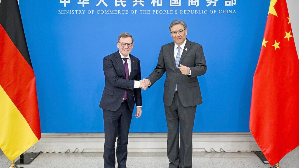 Chinas Handelsminister Wang verhandelte auch in den Zollgesprächen mit den USA mit. Foto: Soeren Stache/dpa