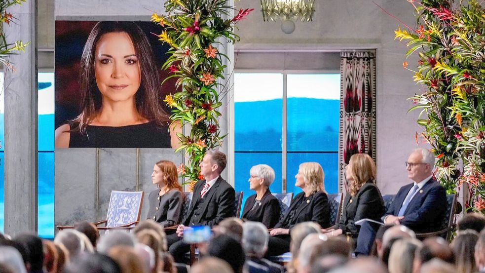 Machado selbst fehlte bei der Zeremonie, wurde jedoch zu einem späteren Zeitpunkt in Oslo erwartet. Foto: Ole Berg-Rusten/NTB Scanpix Pool