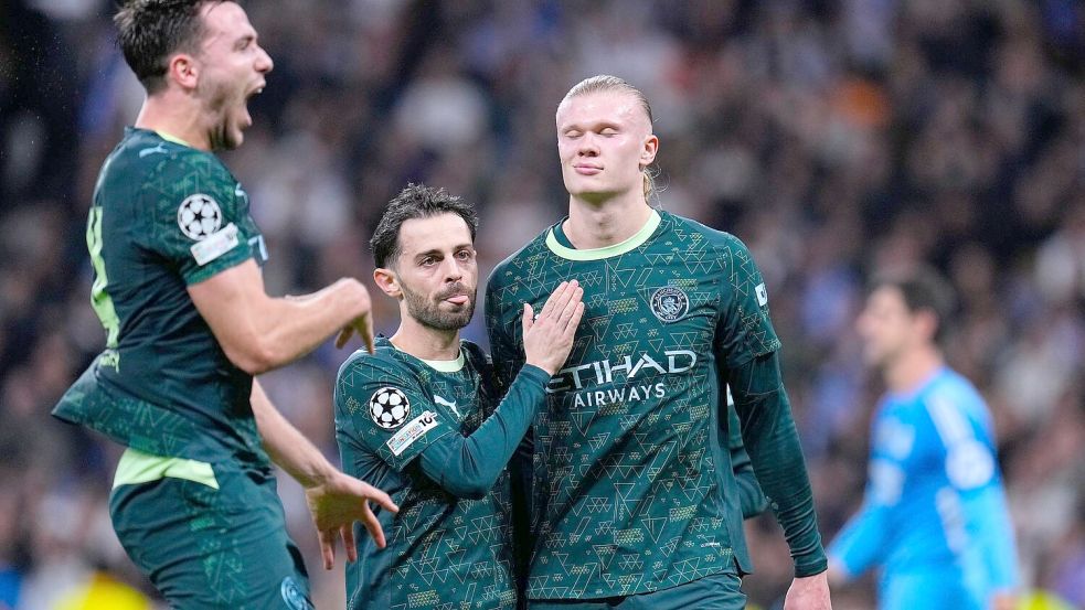 Superstar Erling Haaland vergrößert die Sorgen von Real-Trainer Xabi Alonso. Foto: Manu Fernandez/AP/dpa