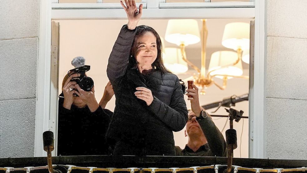 Oppositionsführerin Maria Corina Machado wurde mit dem Friedensnobelpreis geehrt. Foto: Lise Åserud/NTB Scanpix/AP/dpa