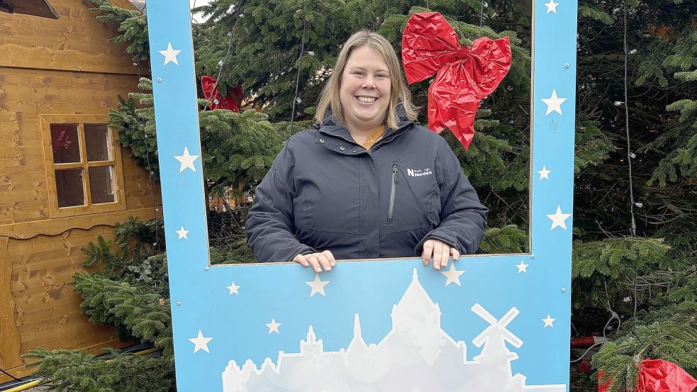 Den Fotopoint auf dem Weihnachtsmarkt hat Kerstin Krüger gemeinsam mit dem Wirtschaftsforum entwickelt und umgesetzt. Foto: Rebecca Kresse