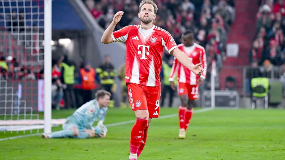 Harry Kane rettet dem FC Bayern einen Punkt. Foto: Sven Hoppe