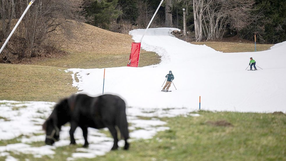 Ohne Kunstschnee hätte es der Skisport schwer, sagen Branchenvertreter. Foto: Gian Ehrenzeller/KEYSTONE/dpa