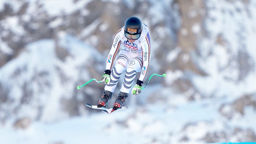 Kira Weidle-Winkelmann gelingt in Val d’Isère ein starkes Rennen in der Abfahrt. Foto: Giovanni Auletta/AP/dpa