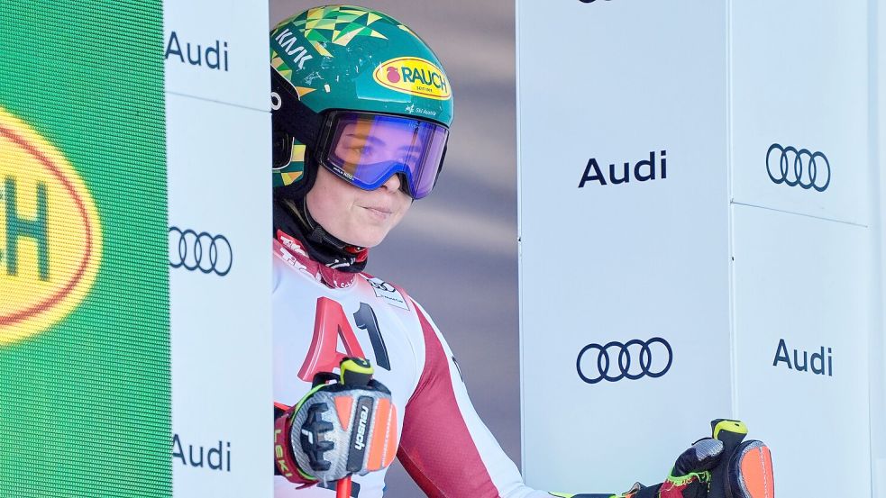 Dritter Saisonsieg: Lokalmatadorin Julia Scheib jubelte auch in Semmering. Foto: Giovanni Auletta/AP/dpa