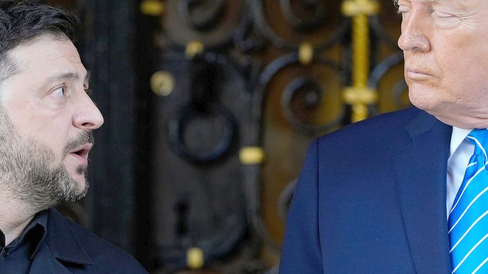 Vielsagender Blick? Trump und Selenskyj in Florida. Foto: Alex Brandon/AP/dpa