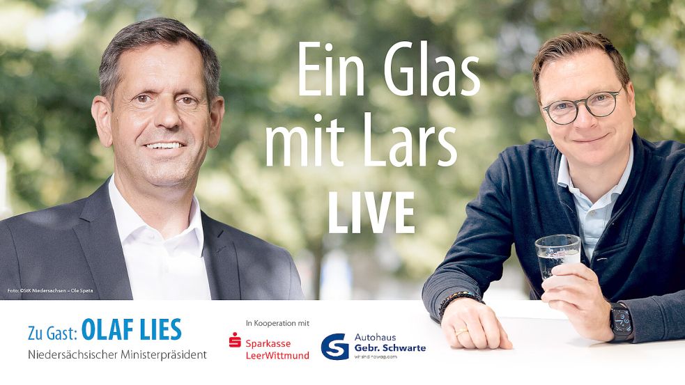 Olaf Lies kommt am 5. Februar 2026 ins SparkassenForum nach Leer. Grafik: Thorben Malchus