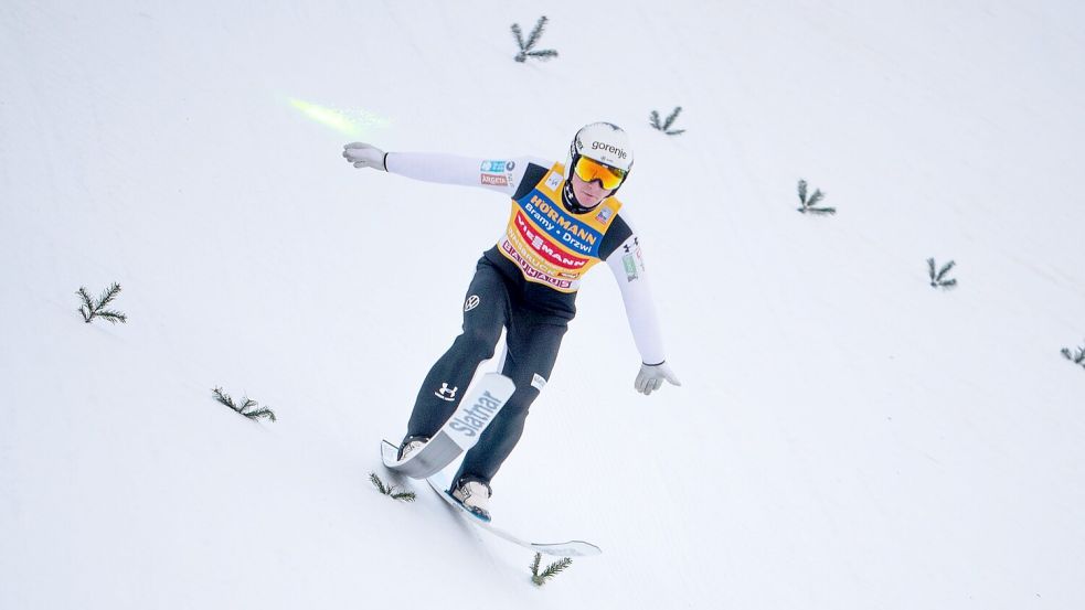 Domen Prevc war in der Qualifikation nicht so stark wie zuletzt. Foto: Georg Hochmuth