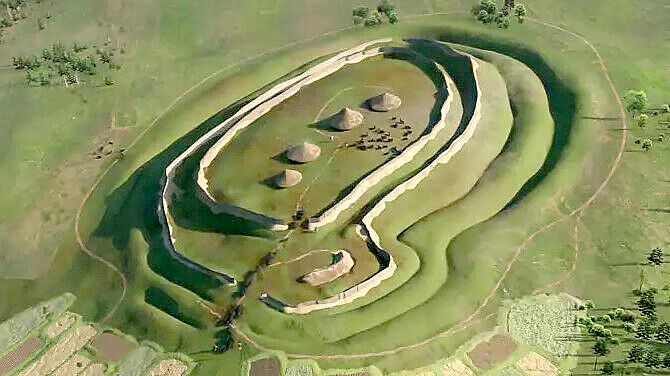 Eine Visualisierung der befestigten Siedlung, die während der Eisenzeit errichtet und schrittweise erweitert wurde. Foto: Archaeology Reports Online