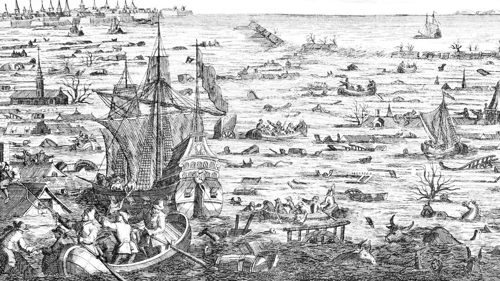 Die Sturmflut im Dezember 1717 forderte in Ostfriesland viele Tausend Menschenleben. Foto: Wikipedia/Open Source