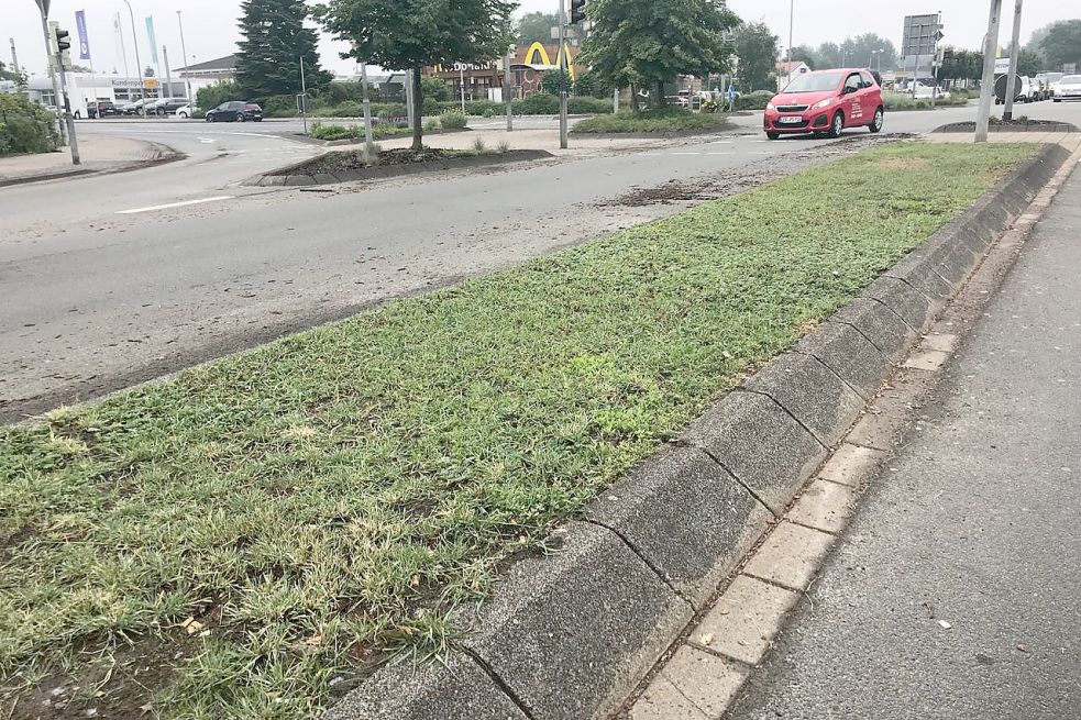 Die Kreuzung Spier ist am Sonnabendmorgen noch verdreckt. Bild: Groeneveld
