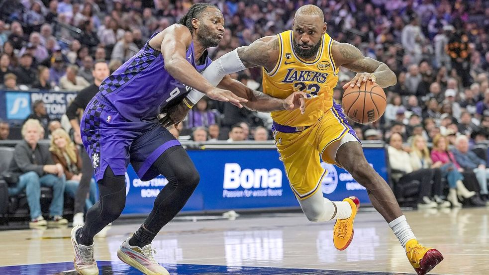 James und die Lakers taten sich schwer bei den Sacramento Kings. Foto: Justine Willard/AP/dpa