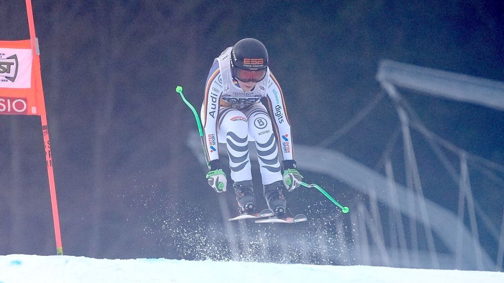 Kira Weidle-Winkelmann zeigte in der Abfahrt von Tarvisio eine starke Vorstellung. Foto: Giovanni Auletta/AP/dpa