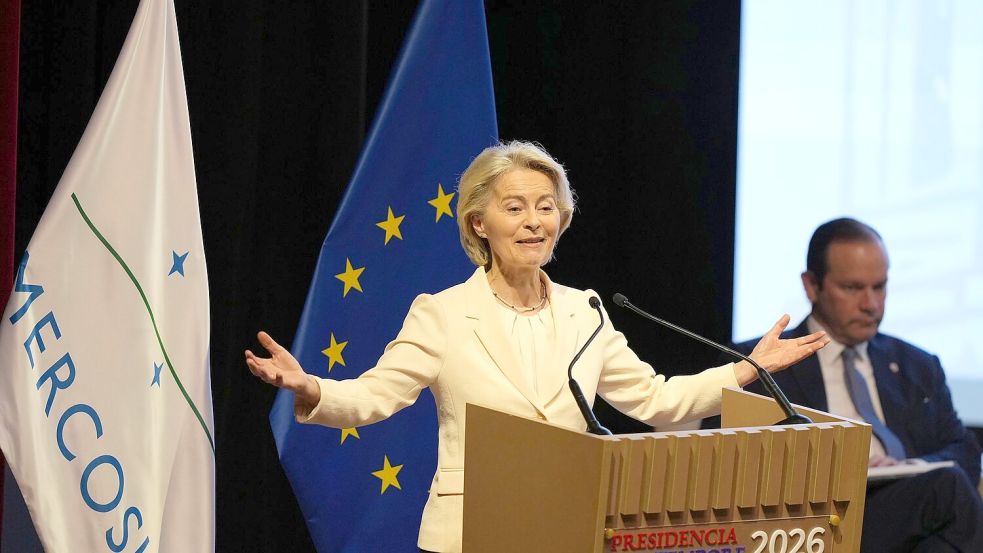 EU-Kommissionspräsidentin stellte die Vorteile des Abkommens für beide Seiten heraus. Foto: Jorge Saenz/AP/dpa