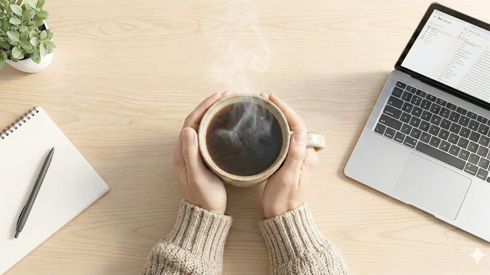 Eine gute Tasse Kaffee gehört für viele zu einem erfolgreichen Start in den Tag. Wir starten mit einem kleinen inspirierenden Impuls in die neue Woche. Foto: Gemini