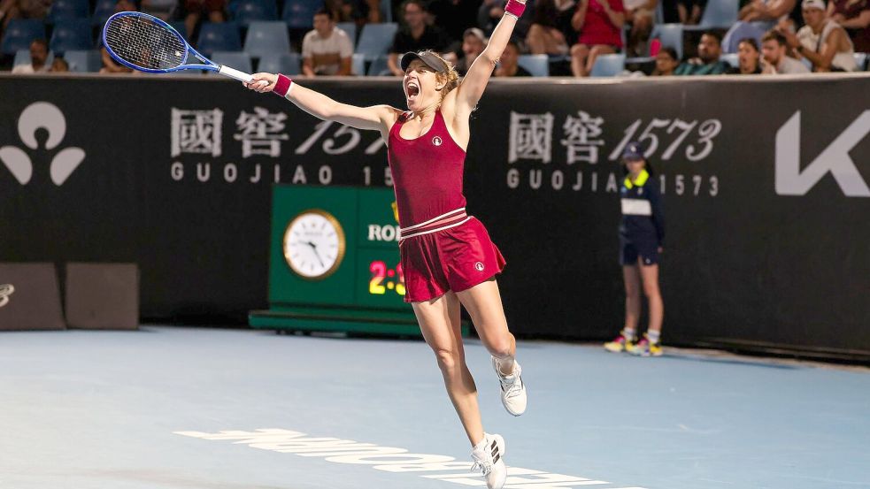 Nach dem Einzug in die zweite Runde war der Jubel bei Laura Siegemund groß. Foto: Frank Molter