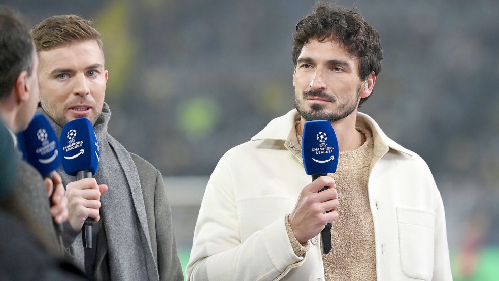 Christoph Kramer (l.) und Mats Hummels (r.) sind bei Champions-League-Spielen als Experten für Amazon Prime Video im Einsatz. Foto: IMAGO/Team 2