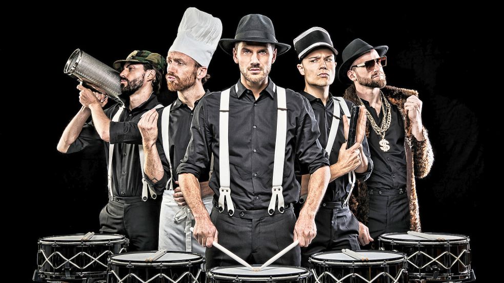 Das Gangster-Thema gehört zur Schlagzeugmafia dazu. Foto: Christoph Behrmann