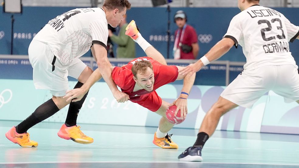 Bei Olympia 2024 nicht aufzuhalten: Dänemarks Mathias Gidsel. (Archivbild) Foto: Marcus Brandt