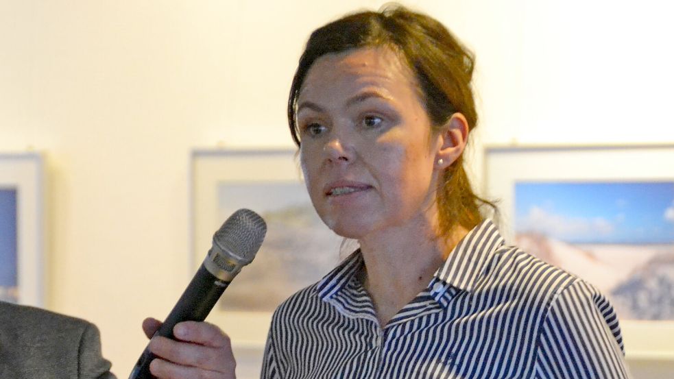 Die Landwirtin Milva Iderhoff – hier bei einer Versammlung im Dezember 2023 – ist guter Dinge. Foto: Aiko Recke/Archiv