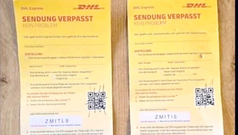 Dieses Foto samt Warnung vor betrügerischen QR-Codes auf Zustellbenachrichtigungen machte auch in Ostfriesland die Runde. Die DHL gibt nun Entwarnung. Foto: Privat
