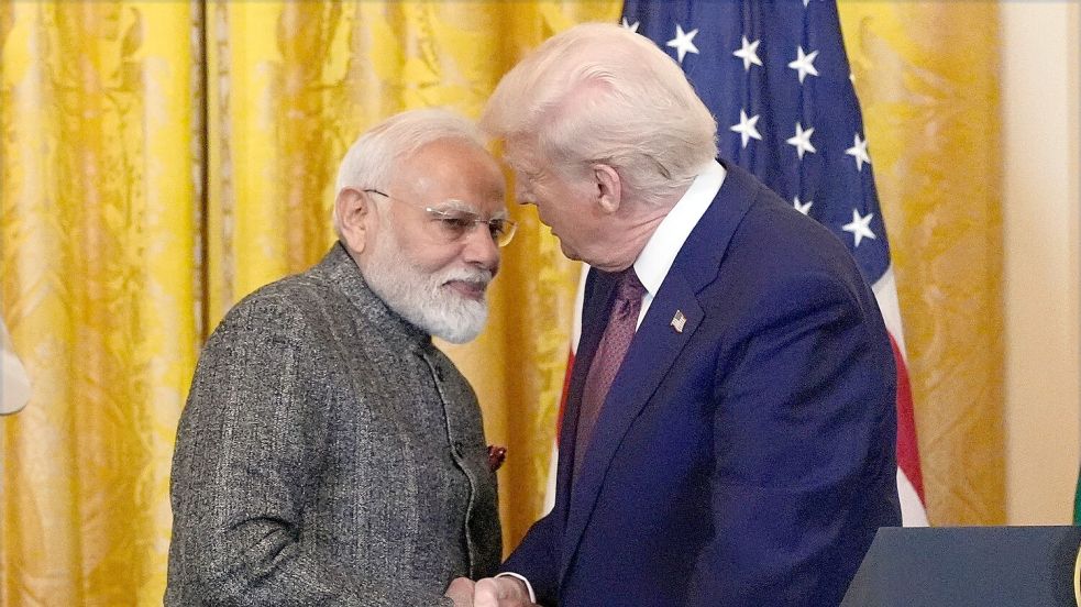 Trump spricht nach einem Telefonat mit Modi von einem Handelsdeal. (Archivbild) Foto: Alex Brandon/AP/dpa