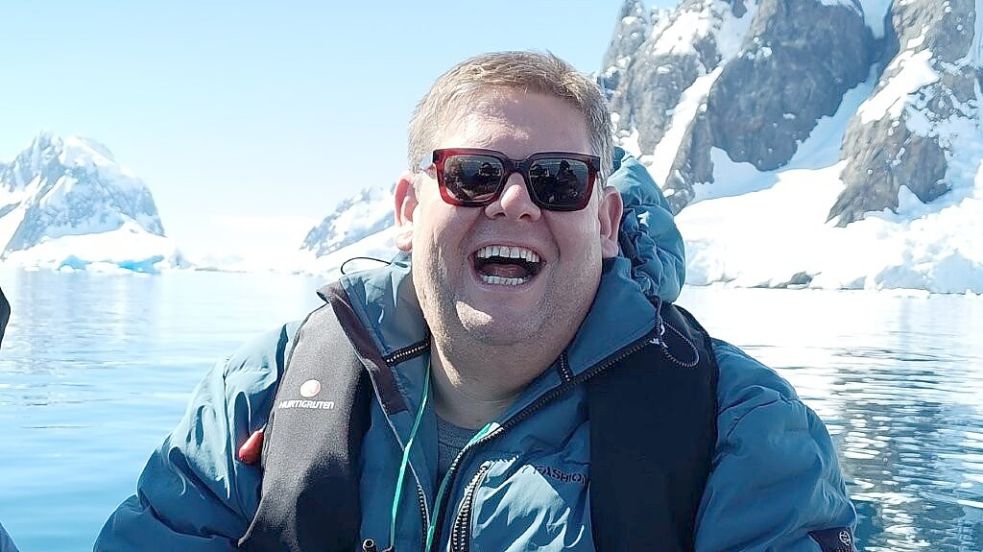 Glücklich in der Antarktis: Für Jan-Niklas Fresemann war die Reise eine Belohnung für seine Abnahme. Foto: privat