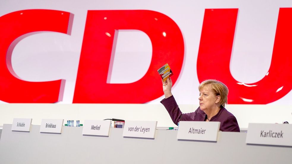 Zuletzt nahm Merkel 2019 physisch an einem Parteitag teil. Foto: Kay Nietfeld