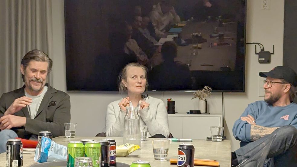 Erzählten von den Dreharbeiten zu „The Eternal Road“: Hauptdarsteller Tommi Korpela (von links), Schauspielerin Jonna Jährnefelt und Regisseur Antti-Jussi Annila. Foto: privat