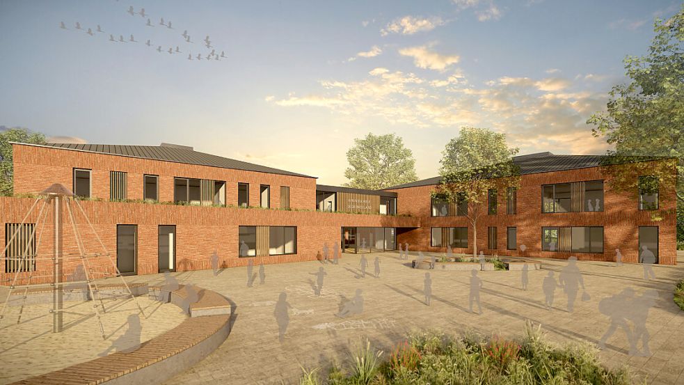 So soll die neue Grundschule Süderneuland einmal aussehen. Foto: Stadt Norden