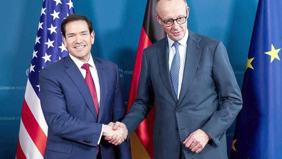 Merz (r.) und Rubio hatten sich bereits am Freitag getroffen. Foto: Liesa Johannssen/Reuters/Pool/dp