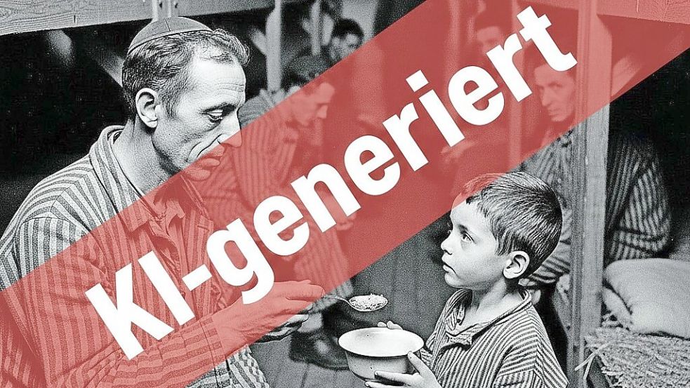 Nichts auf diesem Foto ist echt: Bilder wie dieses gibt es zahlreich in sozialen Medien. Quelle: Facebook/History Icon/Repro: Mirco Moormann via Gemini