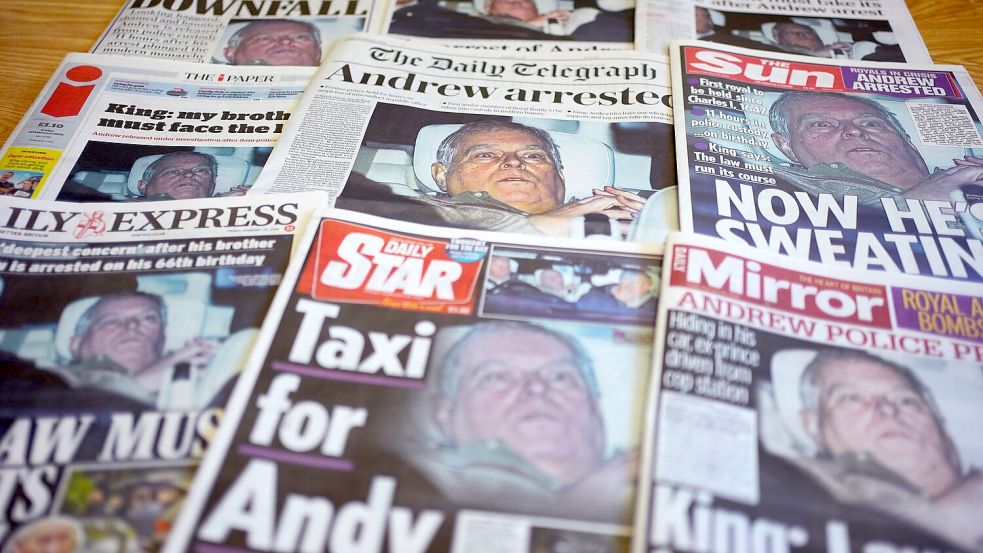 Das Gesicht des britischen Ex-Prinzen ist am Freitag auf den Titelseiten britischer Zeitungen. Foto: Yui Mok