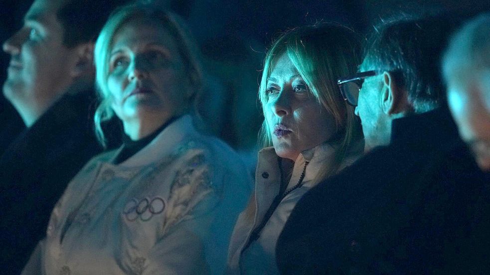 Italiens Ministerpräsidentin Giorgia Meloni und IOC-Präsidentin Kirsty Coventry Foto: Natacha Pisarenko/AP/dpa