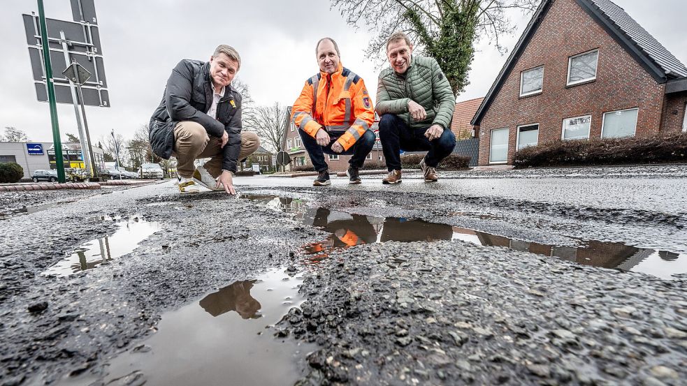 Die Ostertorstraße in Remels weist extreme Schäden auf. Foto: Klaus Ortgies