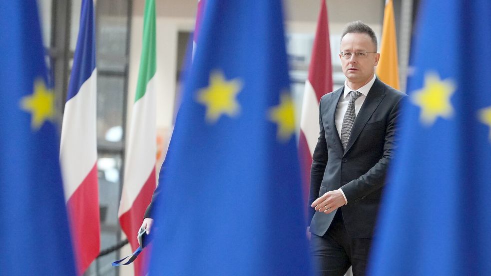 Kam mit einer klaren Ansage nach Brüssel: Ungarns Außenminister Peter Szijjarto. (Archivbild) Foto: Virginia Mayo/AP/dpa