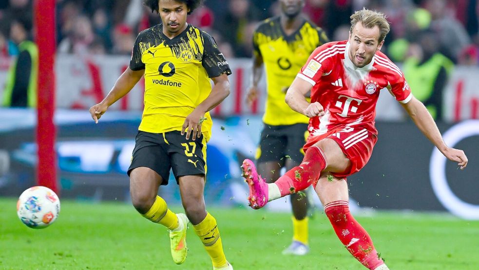 Trifft er wieder gegen den BVB? Bayern-Torjäger Harry Kane. (Archivbild) Foto: Sven Hoppe