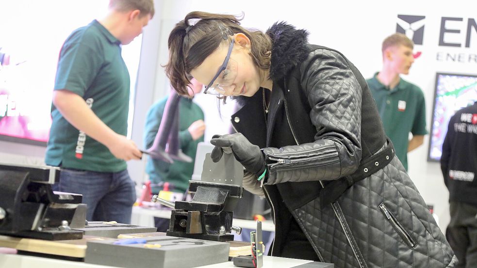 Bei der Jobmesse in Aurich stellen sich Arbeitgeber vor – und Interessierte können sich über verschiedenste Berufe informieren. Foto: Romuald Banik/Archiv