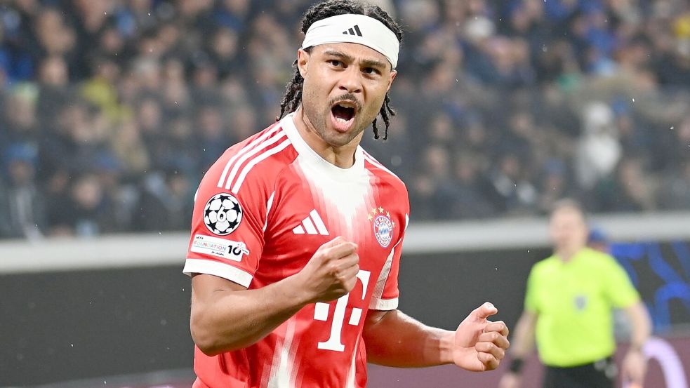 Serge Gnabry beim Torjübel nach seinem 3:0. Foto: Gianluca Ricci