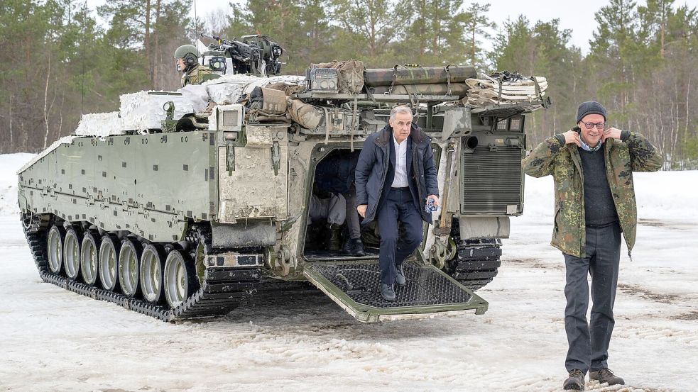 Kanzler Merz und Kanadas Premier gemeinsam bei der Übung „Cold Response“. Foto: Soeren Stache