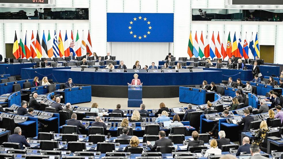 Die EVP ist im Europäischen Parlament die mit Abstand größte Fraktion - bei Abstimmungen braucht sich aber dennoch Partner. (Archivbild) Foto: Pascal Bastien/AP/dpa