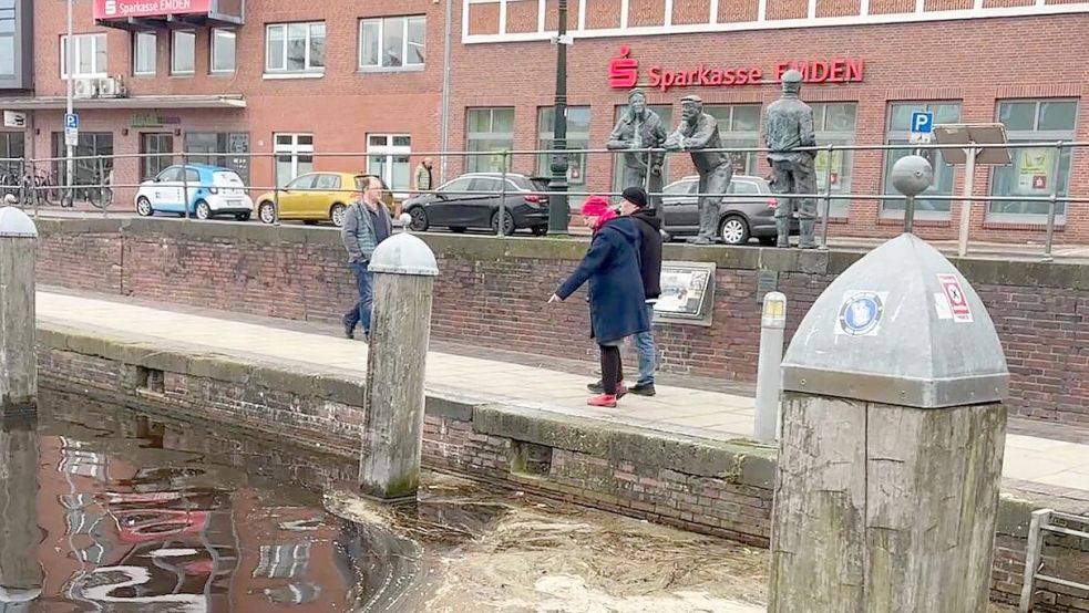 Eine Spaziergängerin entdeckt wahrscheinlich einen toten Fisch im Wasser. Foto: Mona Hanssen