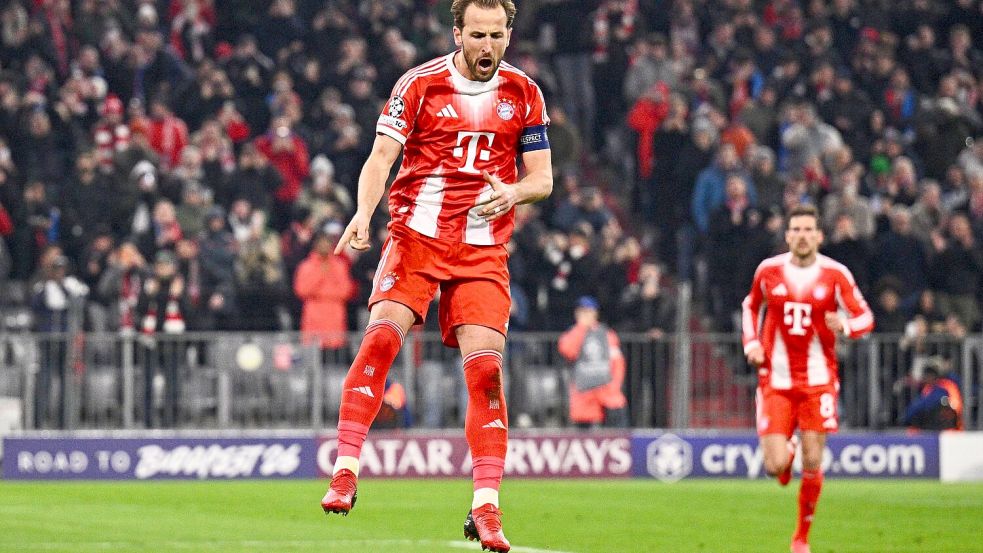 Harry Kane jubelt nach seinem im zweiten Versuch verwandelten Elfmeter. Foto: Tom Weller