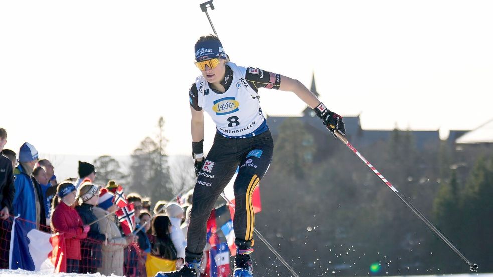 Marlene Fichtner auf der Strecke am Holmenkollen. Foto: Heiko Junge/NTB/dpa