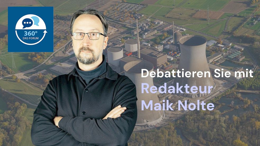 In dieser Woche debattiert Maik Nolte bei „360° | das Forum“ mit den Lesern über seinen Kommentar zu Atomkraftwerken. Foto: noz/Sebastian Dannenberg mit Material von dpa/Peter Kneffel