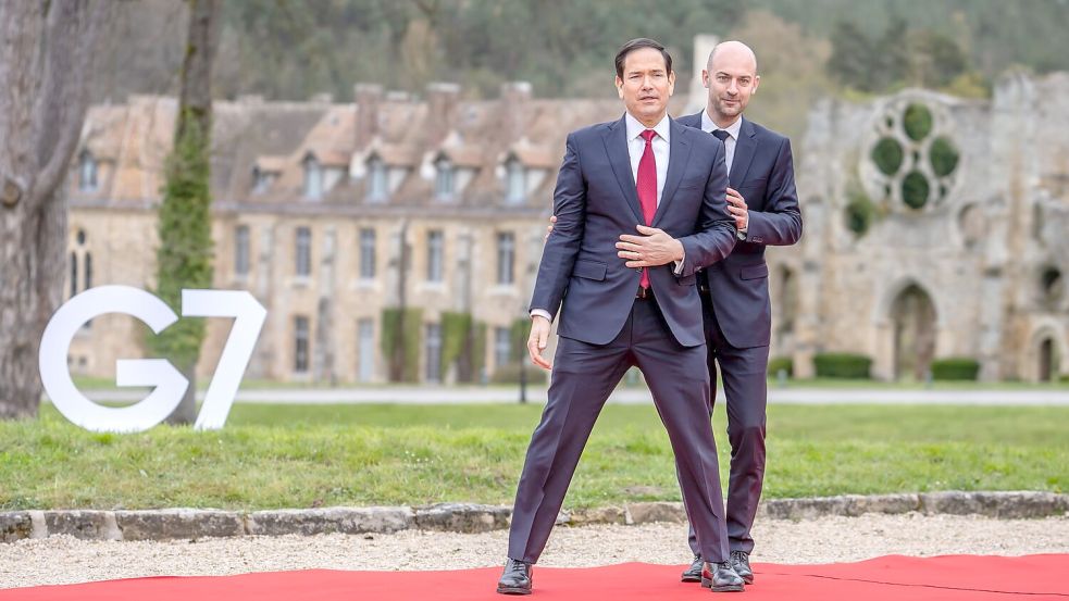 Im Gegensatz zu seinen Kollegen kam Rubio erst am zweiten Tag zum G7-Treffen. Foto: Michael Kappeler/dpa